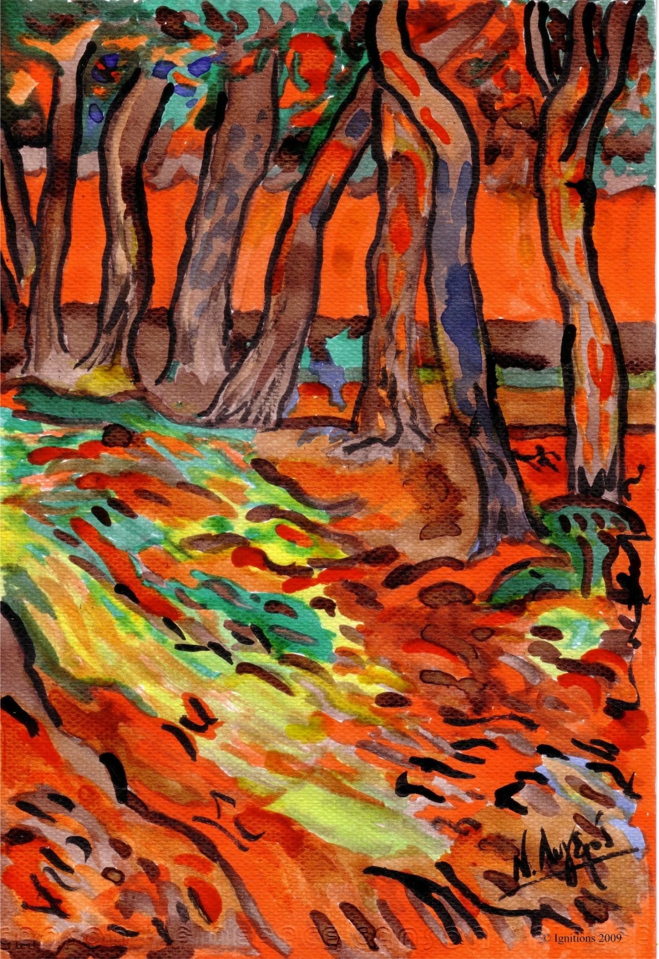 Jardin de l’hospice Saint-Paul avec figure de Vincent