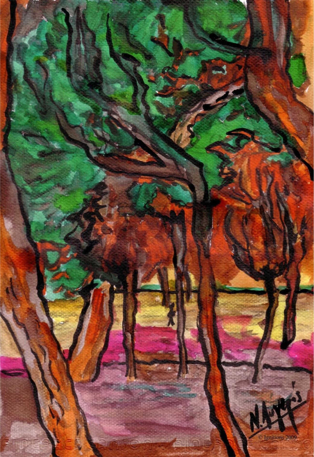 Etude d’automne avec épicéas de Vincent